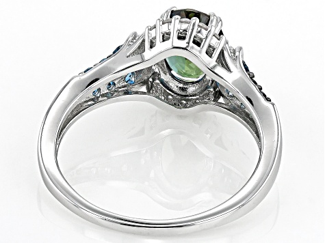 Blue Lab Created Alexandrite Rhodium Over Silver Ring 1.75ctw