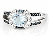 Blue Aquamarine Rhodium Over Sterling Silver Ring 1.13ctw