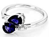 Blue Iolite Rhodium Over Sterling Silver Bypass Ring 1.16ctw
