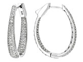 White Lab Created Sapphire Rhodium Over Sterling Silver Inside/Outside Hoop Earrings 1.86ctw