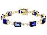 Blue Lab Created Sapphire 18k Yellow Gold Over Sterling Silver Bracelet 31.96ctw