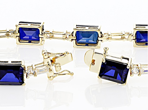 Blue Lab Created Sapphire 18k Yellow Gold Over Sterling Silver Bracelet 31.96ctw