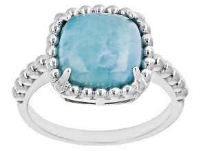 Blue Larimar Rhodium Over Sterling Silver Solitaire Ring
