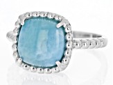 Blue Larimar Rhodium Over Sterling Silver Solitaire Ring