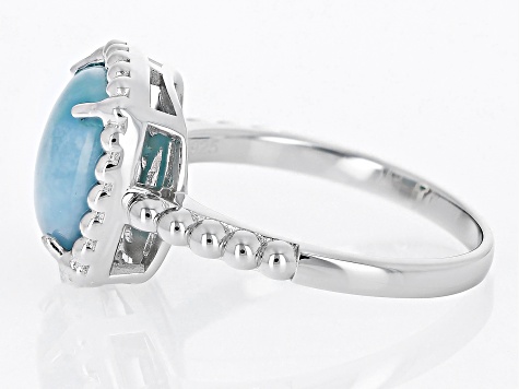 Blue Larimar Rhodium Over Sterling Silver Solitaire Ring