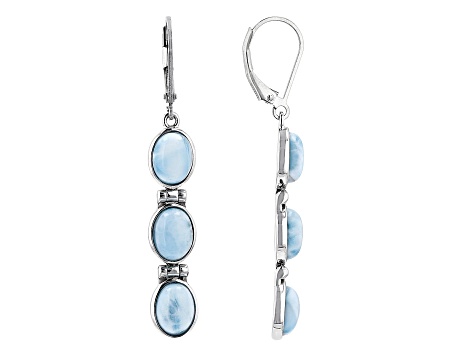 注目ショップ・ブランドのギフト Blue Larimar Earrings Dangle Silver Sterling Over Rhodium トリートメント