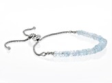 Blue Santa Maria Aquamarine Rhodium Over Sterling Silver Bolo Beaded Bracelet