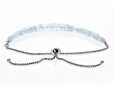 Blue Santa Maria Aquamarine Rhodium Over Sterling Silver Bolo Beaded Bracelet