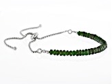 Green Diopside Rhodium Over Sterling Silver Beaded Bolo Bracelet
