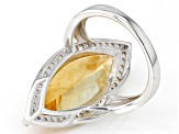 Yellow Citrine Rhodium Over Sterling Silver Ring 9.78ctw