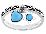 Sleeping Beauty Turquoise Rhodium Over Sterling Silver Celestial Charm Ring