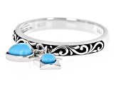 Sleeping Beauty Turquoise Rhodium Over Sterling Silver Celestial Charm Ring