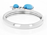 Sleeping Beauty Turquoise Rhodium Over Sterling Silver Celestial Charm Ring