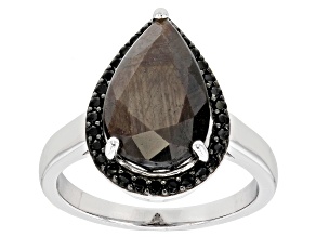 Golden Sheen Sapphire Rhodium Over Sterling Silver Ring 5.47ctw