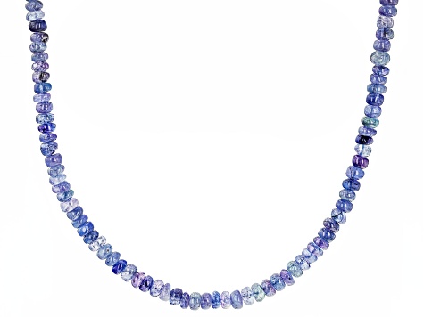 Tanzanite Rhodium Over Sterling Silver 20" Beaded Necklace