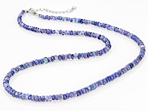 Tanzanite Rhodium Over Sterling Silver 20" Beaded Necklace