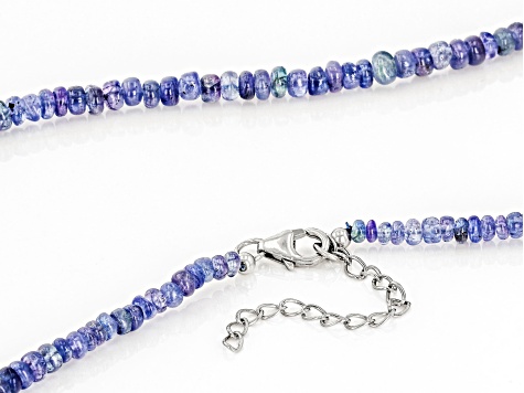 Tanzanite Rhodium Over Sterling Silver 20" Beaded Necklace