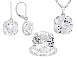 White Lab Created Sapphire Rhodium Over Sterling Silver Stud Earrings 1.09ctw