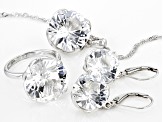 White Lab Created Sapphire Rhodium Over Sterling Ring, Earrings, Pendant Chain Set 43.90ctw