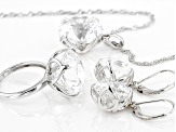 White Lab Created Sapphire Rhodium Over Sterling Silver Ring, Earrings, Pendant Chain Set 43.90ctw