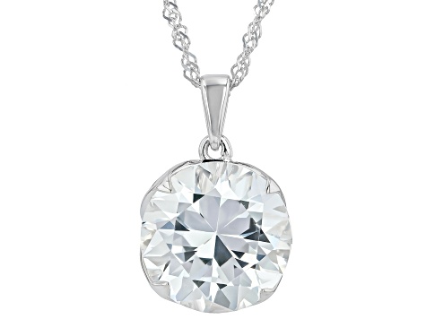 White Lab Created Sapphire Rhodium Over Sterling Silver Ring, Earrings, Pendant Chain Set 43.90ctw