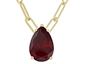 Red Lab Created Ruby 18k Yellow Gold Over Sterling Silver Slide Pendant With Paperclip Chain 5.53ct