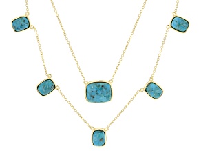 Blue Turquoise 18k Yellow Gold Over Sterling Silver Layered Necklace