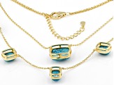 Blue Composite Turquoise 18k Yellow Gold Over Sterling Silver Layered Necklace