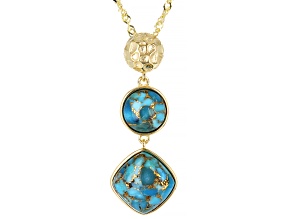 Blue Turquoise 18k Yellow Gold Over Sterling Silver Pendant with Chain