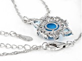 Blue Sleeping Beauty Turquoise Rhodium Over Sterling Silver Pendant With Chain