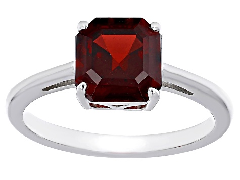 Red Garnet Rhodium Over Sterling Silver Solitaire Ring 2.64ct
