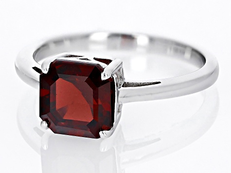 Red Garnet Rhodium Over Sterling Silver Solitaire Ring 2.64ct