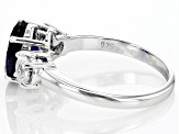 Blue Lab Created Sapphire Rhodium Over Sterling Silver Ring 2.50ctw