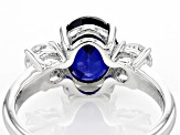 Blue Lab Created Sapphire Rhodium Over Sterling Silver Ring 2.50ctw