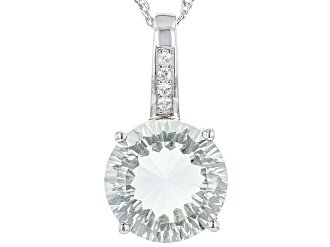 Prasiolite Rhodium Over Sterling Pendant With Chain 6.40ctw