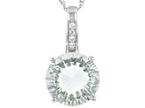 Prasiolite Rhodium Over Sterling Pendant With Chain 6.40ctw