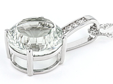 Prasiolite Rhodium Over Sterling Pendant With Chain 6.40ctw