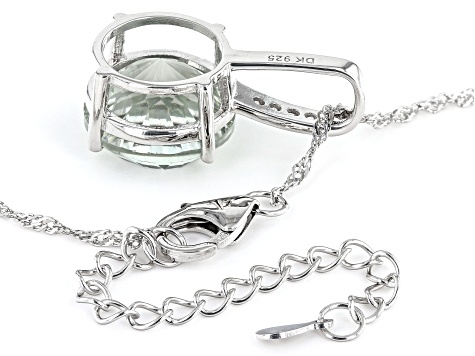 Prasiolite Rhodium Over Sterling Pendant With Chain 6.40ctw