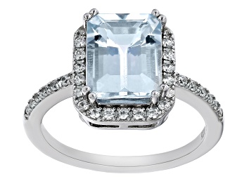 Picture of Aquamarine Rhodium Over Sterling Silver Ring 2.97ctw