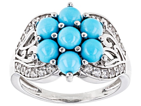 Blue Sleeping Beauty Turquoise Rhodium Over Sterling Silver Ring 0 ...