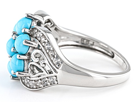 Blue Sleeping Beauty Turquoise Rhodium Over Sterling Silver Ring 0 ...