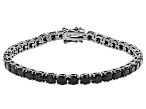 Black Spinel, Black Rhodium Over Sterling Silver Tennis Bracelet 12.43ctw
