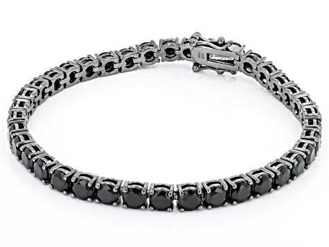 Black Spinel, Black Rhodium Over Sterling Silver Tennis Bracelet 12.43ctw