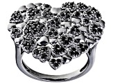 Black Spinel, Black Rhodium Over Sterling Silver Heart Ring 0.81ctw