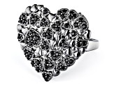 Black Spinel, Black Rhodium Over Sterling Silver Heart Ring 0.81ctw
