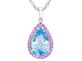 Sky Blue Glacier Topaz Rhodium Over Sterling Silver Pendant Chain 4.89ctw