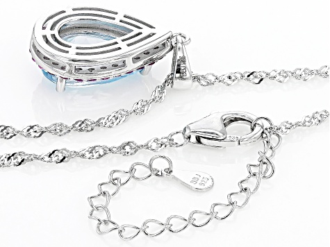 Sky Blue Glacier Topaz Rhodium Over Sterling Silver Pendant Chain 4.89ctw