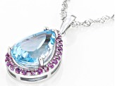 Sky Blue Glacier Topaz Rhodium Over Sterling Silver Pendant Chain 4.89ctw
