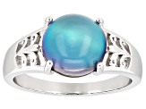 Aurora Moonstone Rhodium Over Sterling Silver Ring