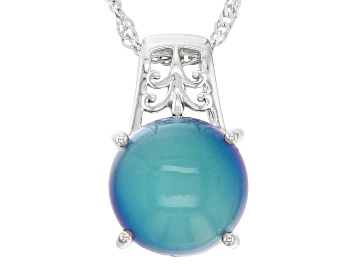Picture of Aurora Moonstone Rhodium Over Sterling Silver Pendant With Chain